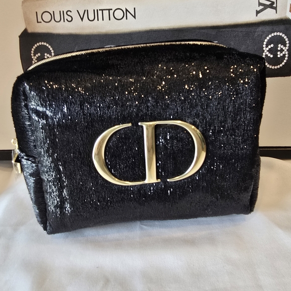 Dior Handbags - Dior Black Velvet Cosmetic Bag/ Clutch with Gold Accents Nwt